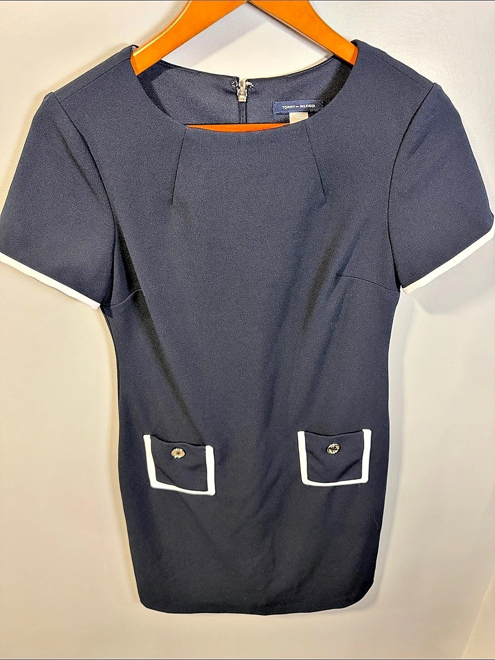 Tommy Hilfiger Short Sleeve Scuba Crepe Contrast Trim Dress Mini Dress Size 2